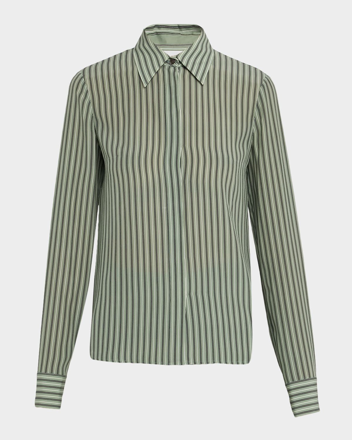 Hansen Striped Silk Pajama Shirt