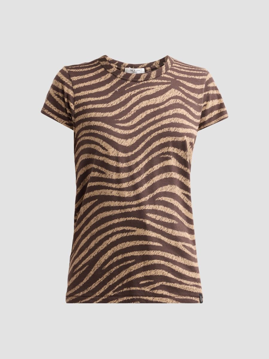 rag & bone Women's Zebra Print Cotton T-Shirt - Brown Zebra - Size XL
