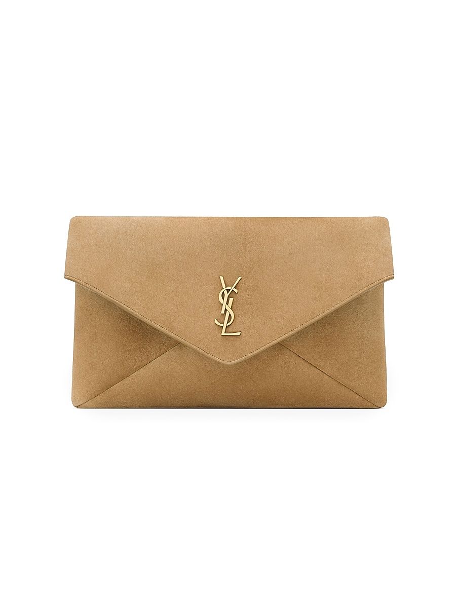 Women's Cassandre Large Envelope Pouch in Suede - Golden Leaf