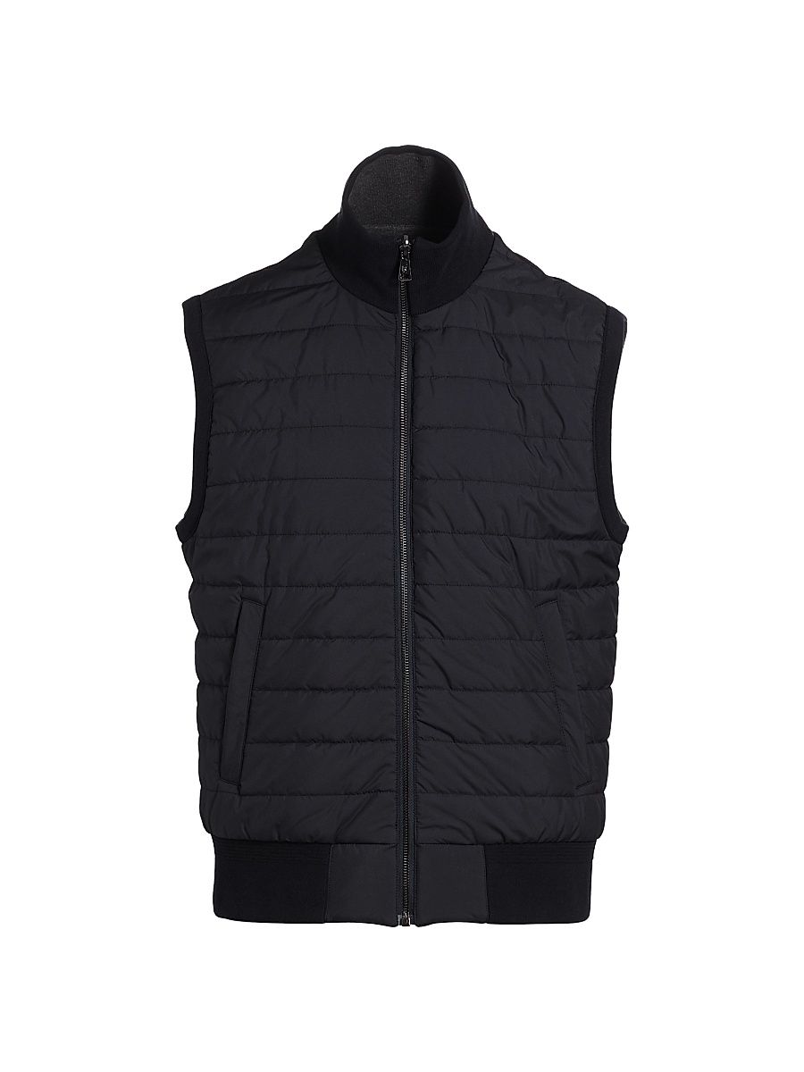 Men's Quilted Reversible Vest - Navy Grey - Size Small