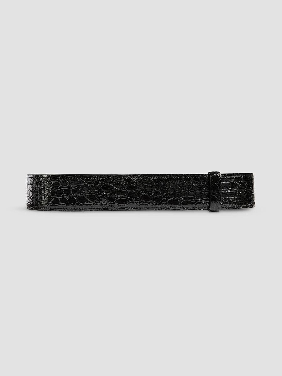 Khaite Women's Theo Croc-Embossed Leather Belt - Black - Size XS