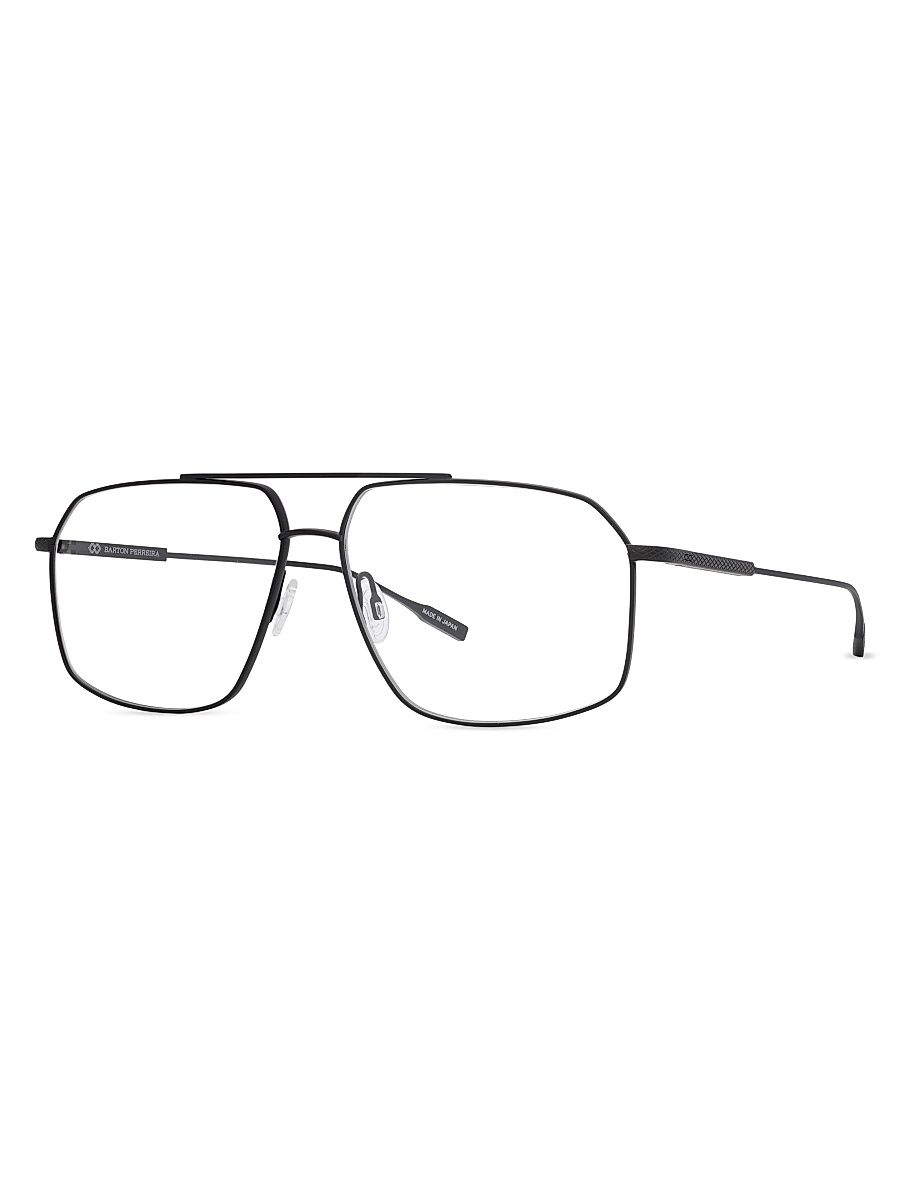 Men's Renzo 60MM Navigator Eyeglasses - Black Satin