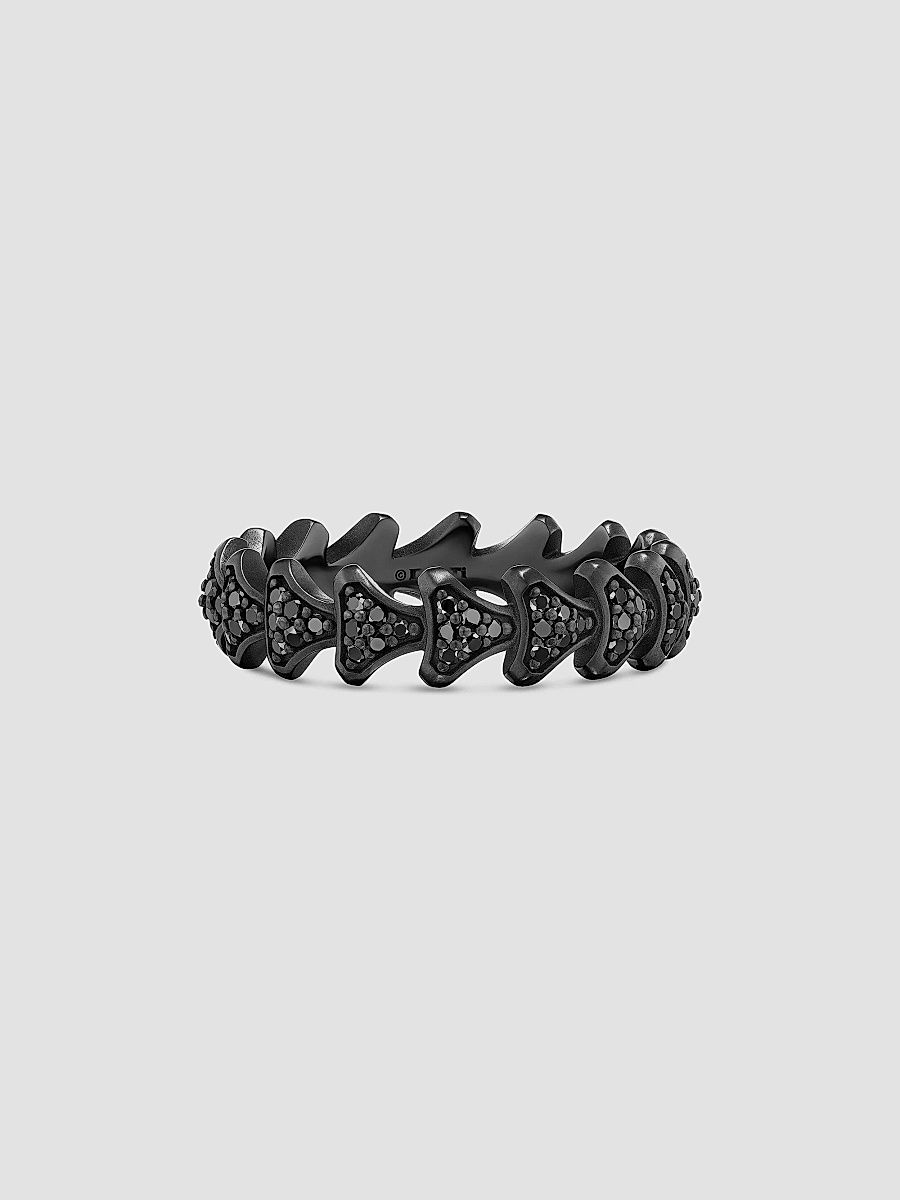 David Yurman Men's Armory Band Ring in Black Titanium - Black Diamond - Size 10