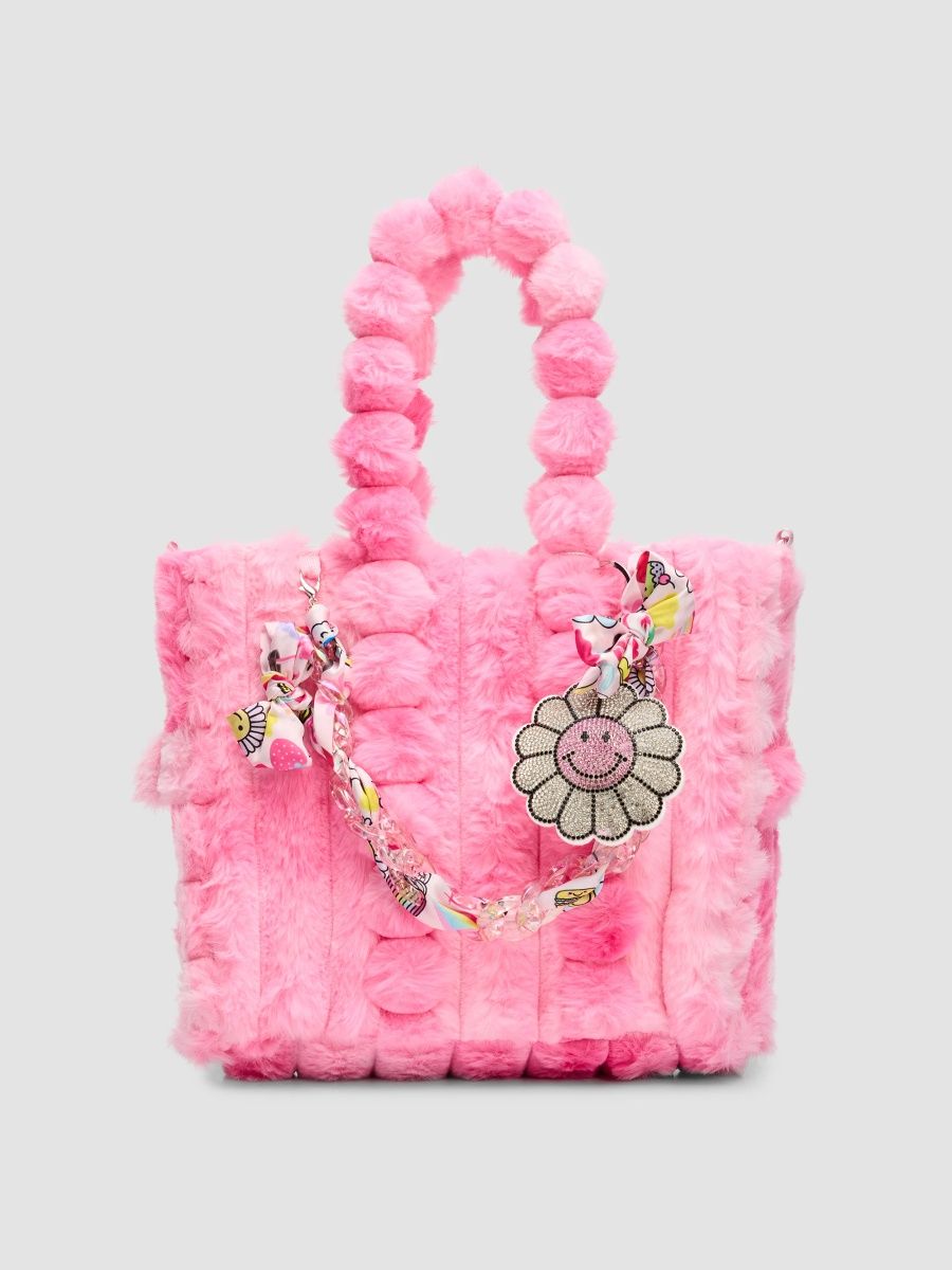 Bari Lynn Girl's Girl's Large Faux Fur Tote Bag - Pink