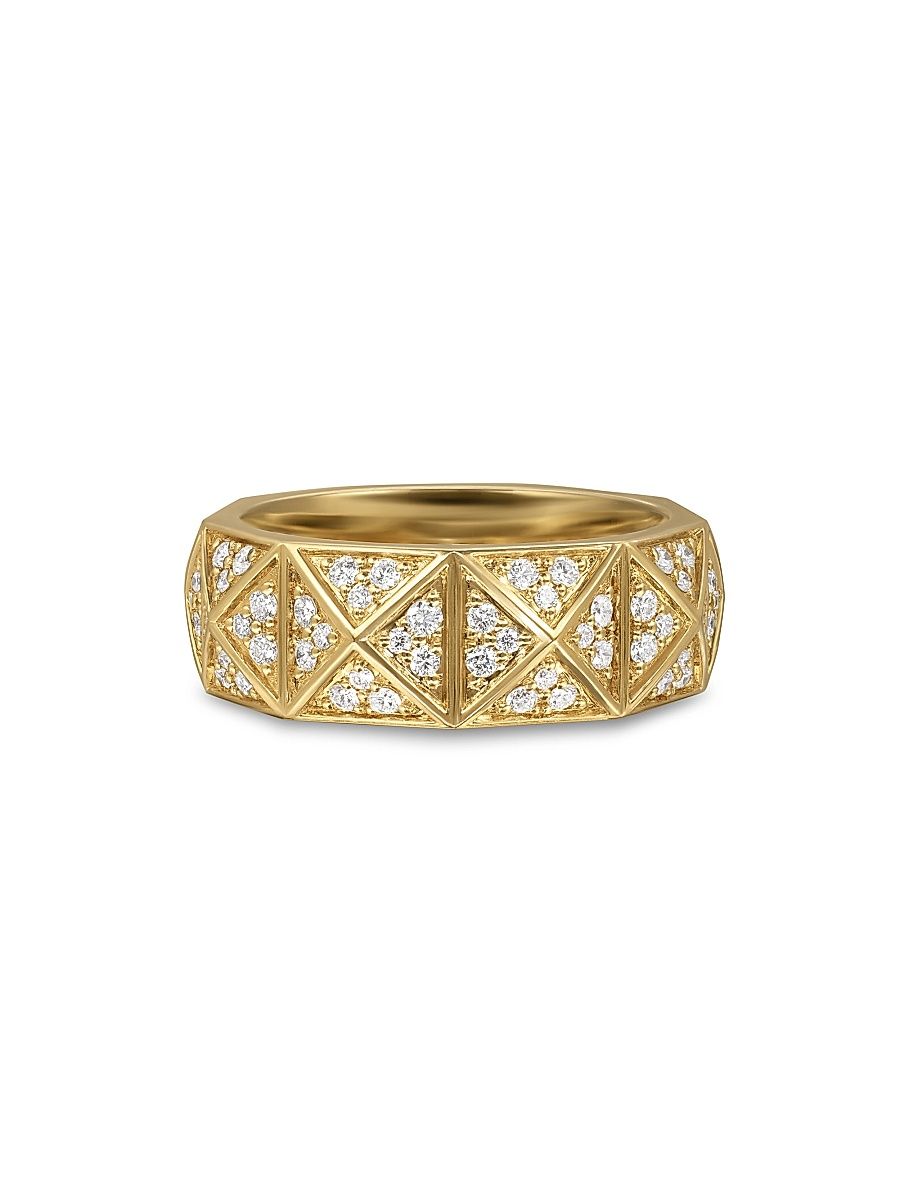Men's Pyramid Band Ring in 18K Yellow Gold - Diamond - Size 10