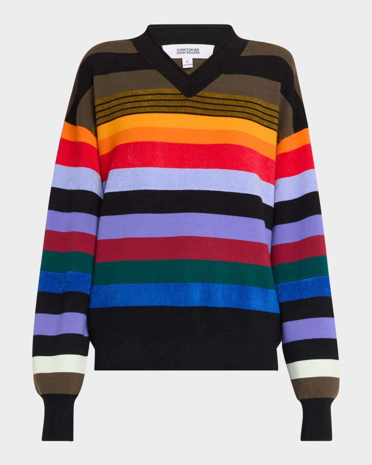 Rainbow Striped V-Neck Sweater