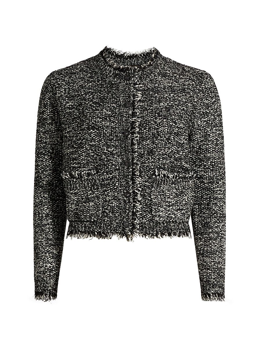 Women's Emorie Moss-Stitch Stretch-Cotton Sweater - Black Multi - Size XL