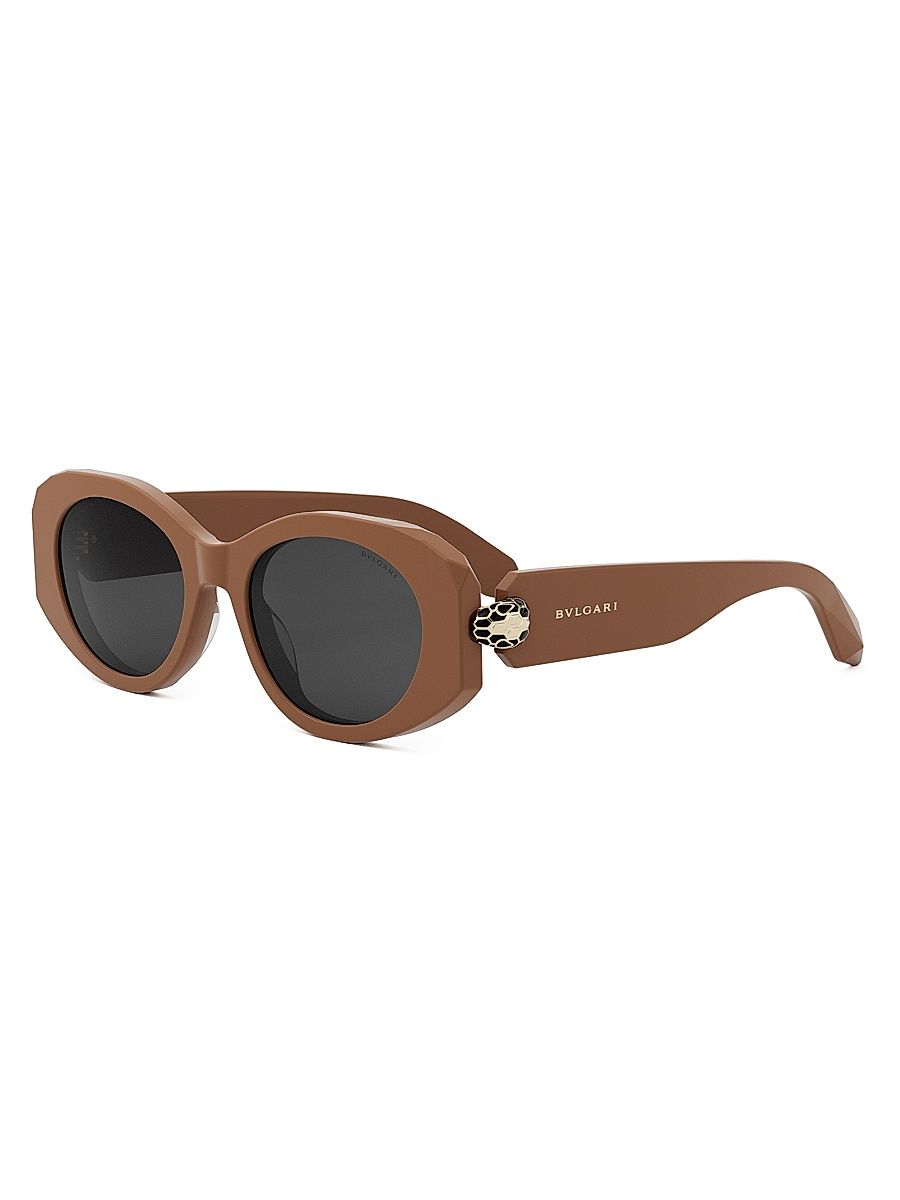 Women's Serpenti Forever 52MM Oval Sunglasses - Light Brown Smoke