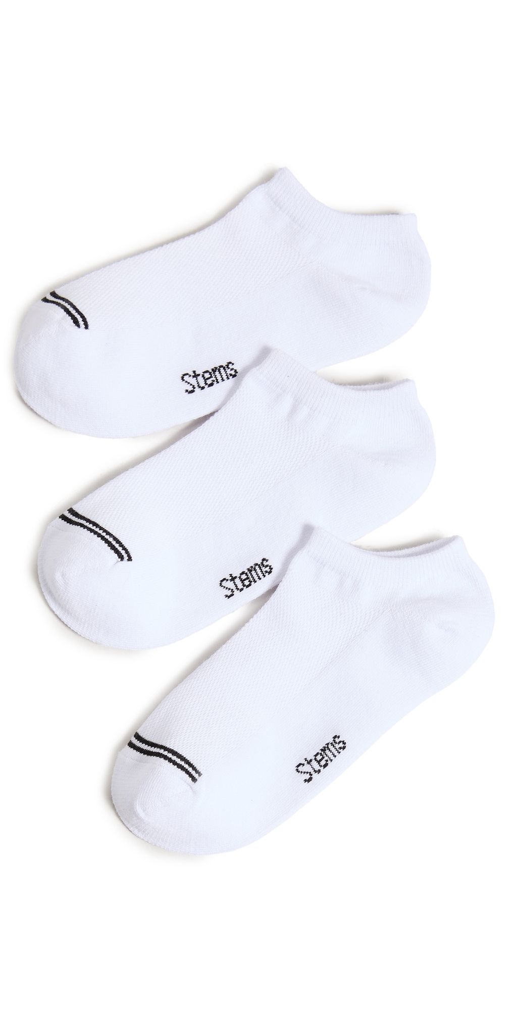 Stems Three Pack Training No Show Socks White X 3 One Size