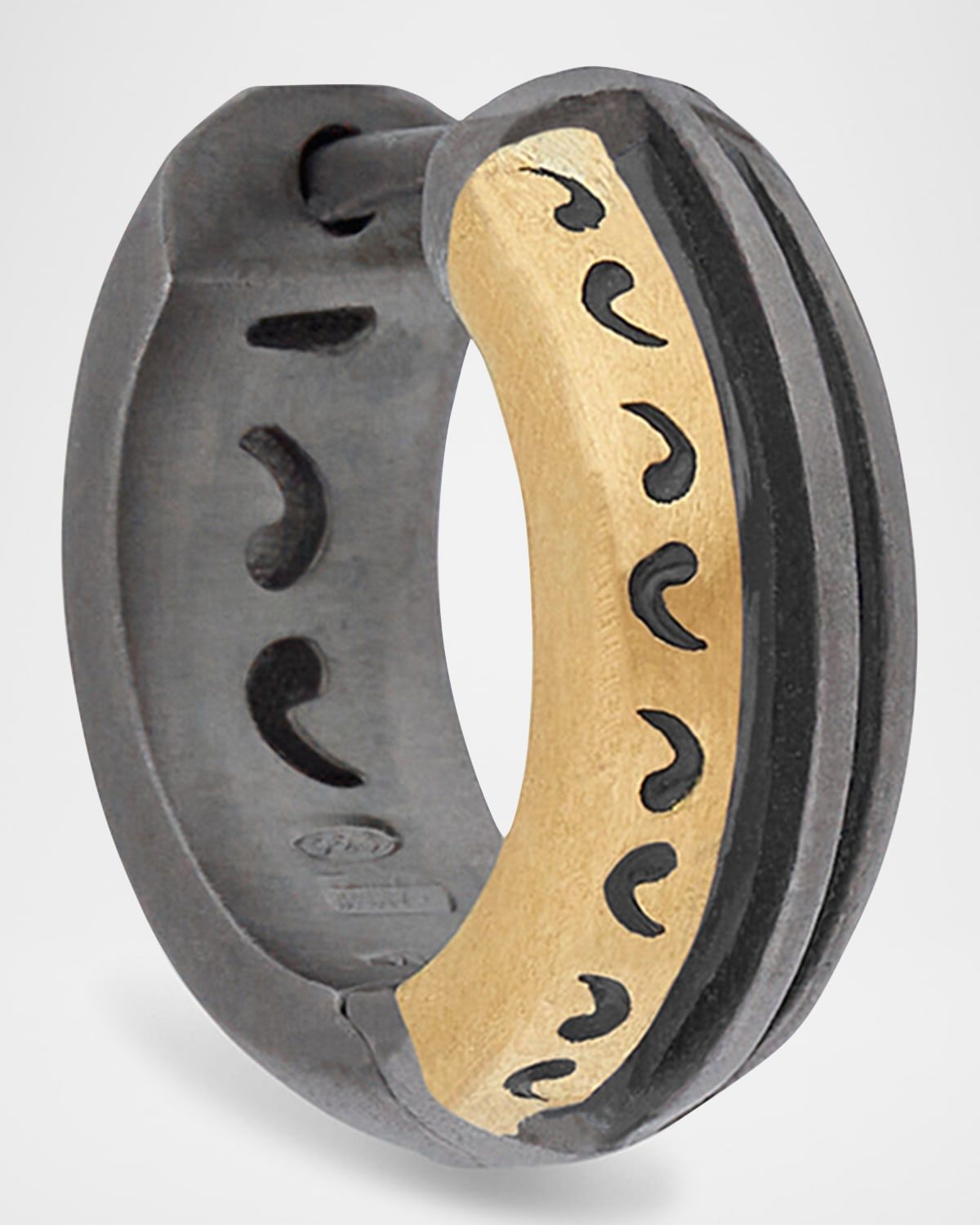 Men & apos;s Acies Wide Mixed-Metal Huggie Earring with Black Enamel, Single