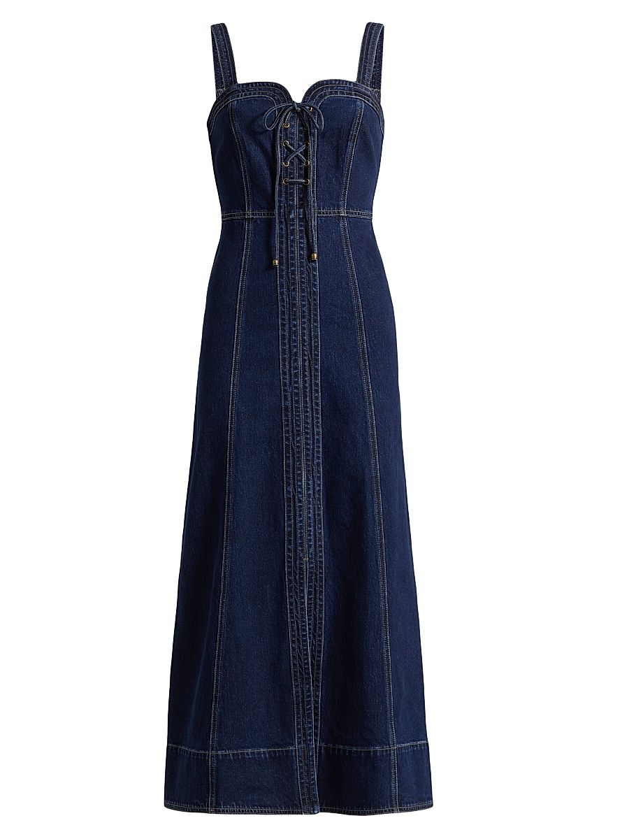 Women's Joelle Denim Sweetheart Midi-Dress - Azure - Size Large