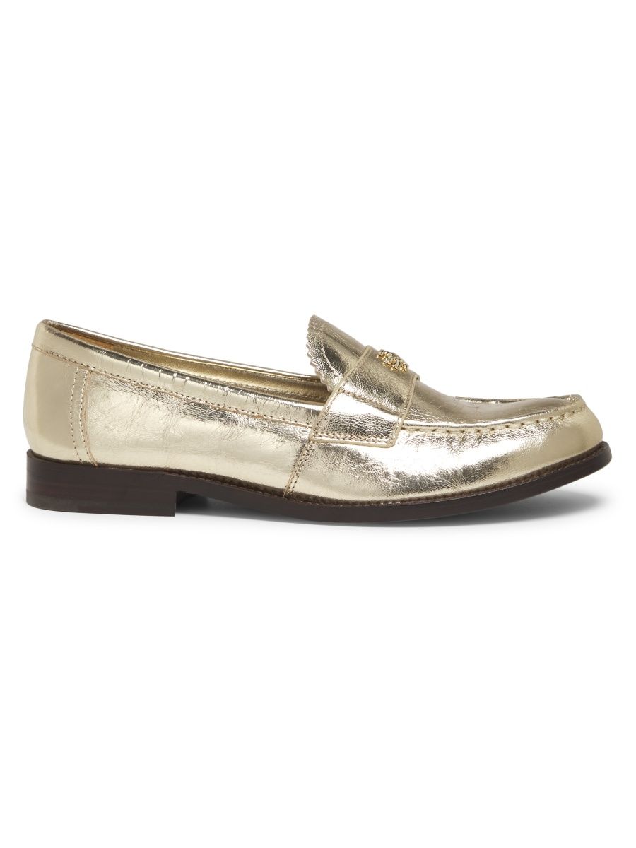 Tory Burch Women's Classic Metallic Leather Loafers - Spark Gold - Size 6