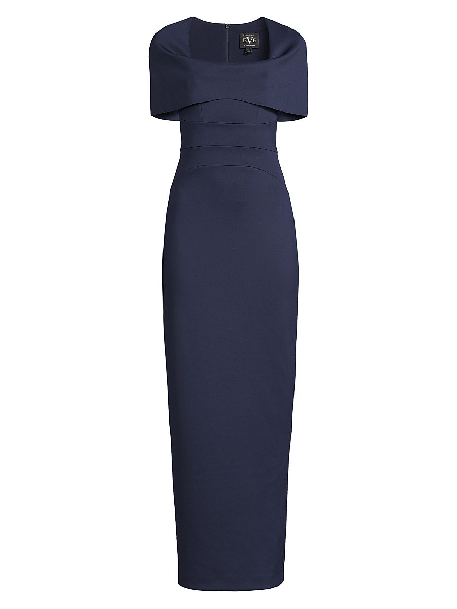 Women's Eve Bernice Cape-Sleeve Gown - Pacific Blue - Size 6