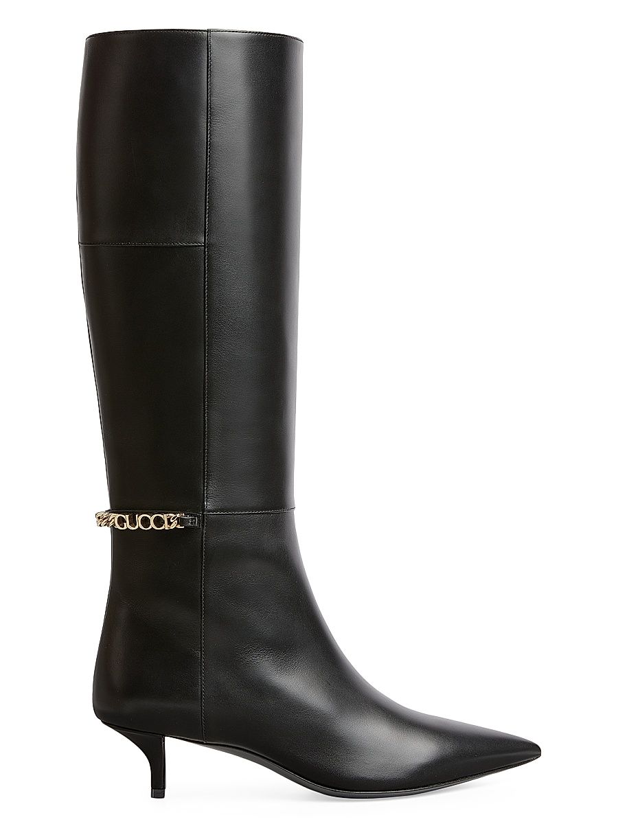 Women's Signoria 50MM Leather Tall Boots - Black - Size 6