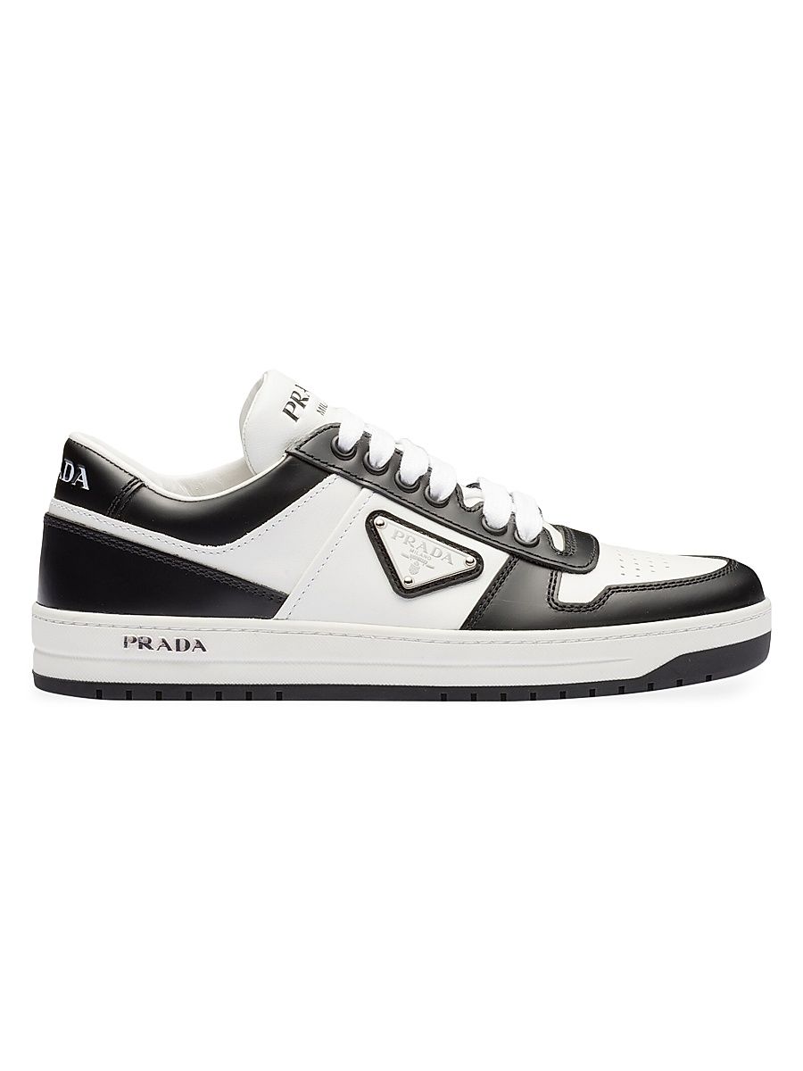Women's Downtown Perforated Leather Sneakers - White Black - Size 8.5