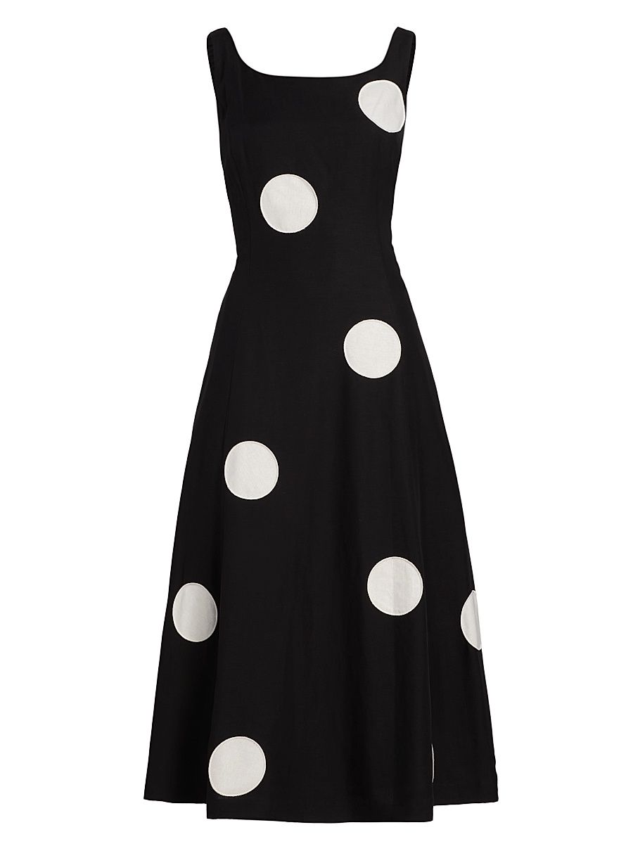Women's The Lucie Polka Dot Fit-&-Flare Midi-Dress - Noir And White - Size 2