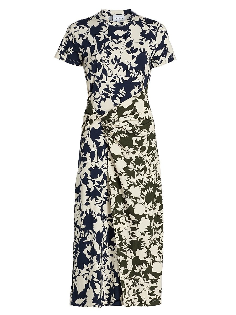 Women's Jan Floral Midi-Dress - Maritime Blue Army Multi - Size XL