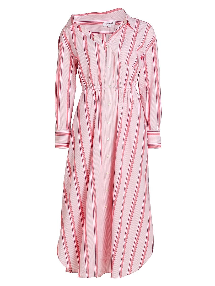 Women's Falling Off The Shoulder Shirtdress - Red Stripe - Size Large