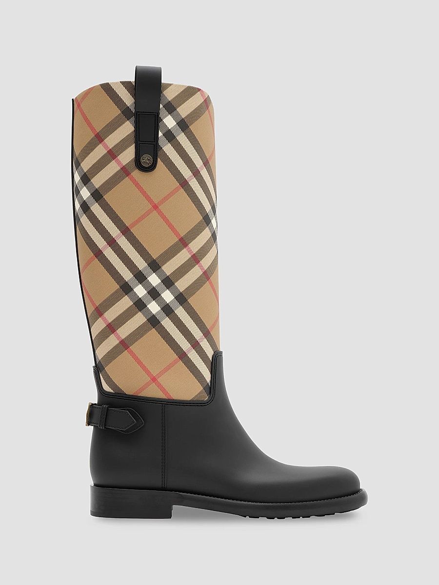 Women's Cavalier Check Knee-High Boots - Archive Beige Chalk - Size 11