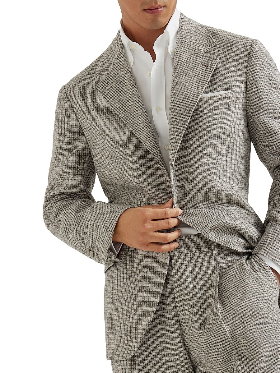 Men's Checked Flannel Deconstructed Cavallo Blazer - Brown - Size 44