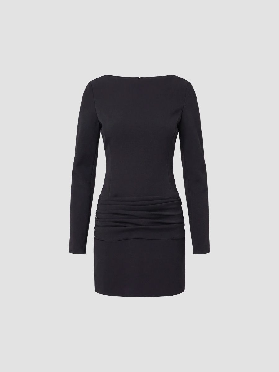 Nicholas the Label Women's Olivia Boatneck Ruched Mini Dress - Black - Size 12