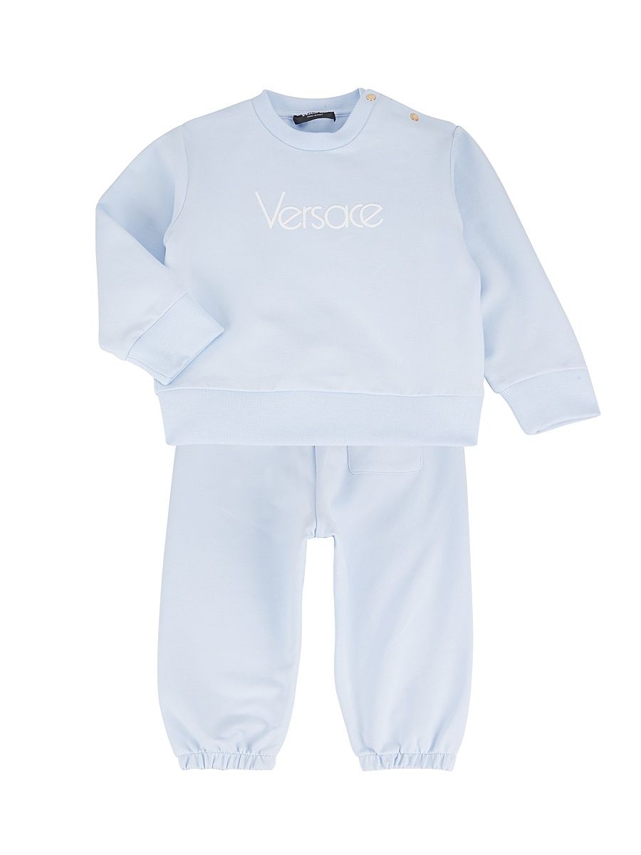 Baby's Fleece Logo Embroidery Sweatsuit Set - Newborn Pink White - Size 6 Months