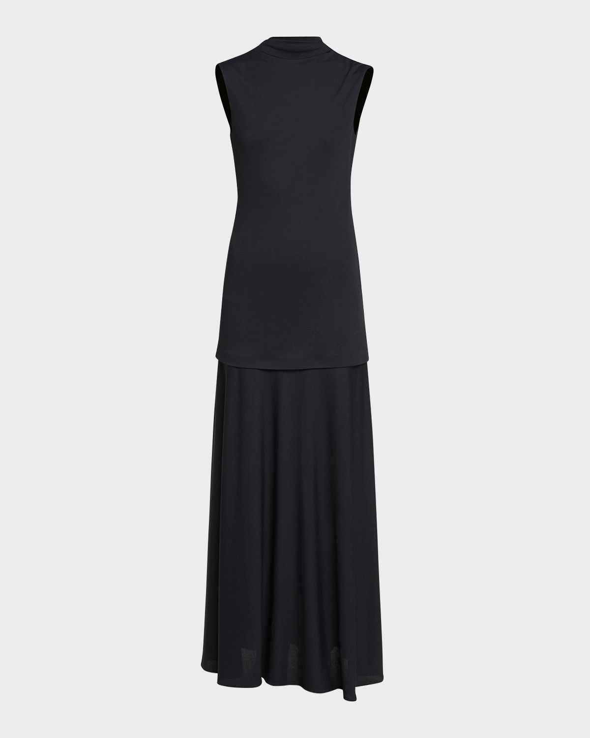 Sleeveless Drop-Waist Layered Maxi Dress