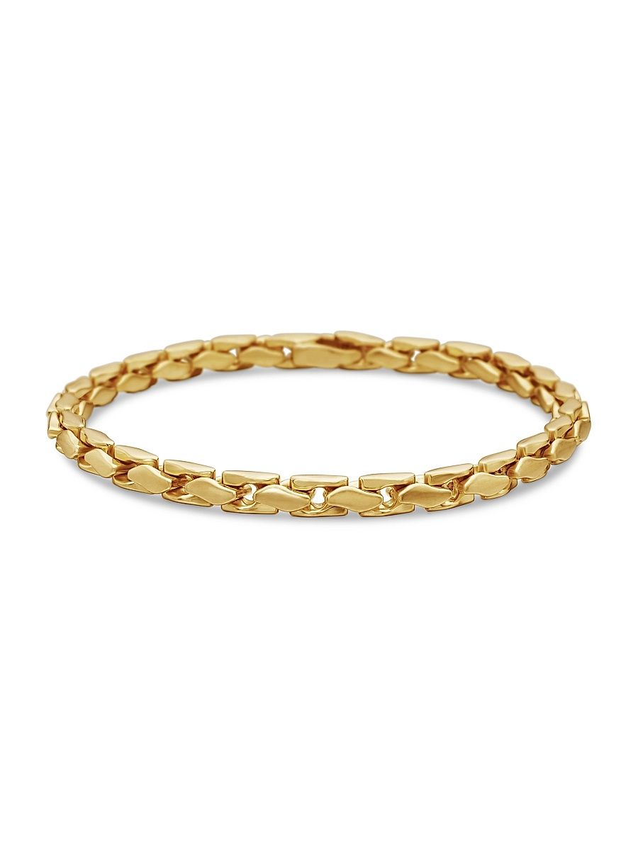 Men's Fluted Chain Bracelet in 18K Yellow Gold, 5mm - Gold - Size Medium