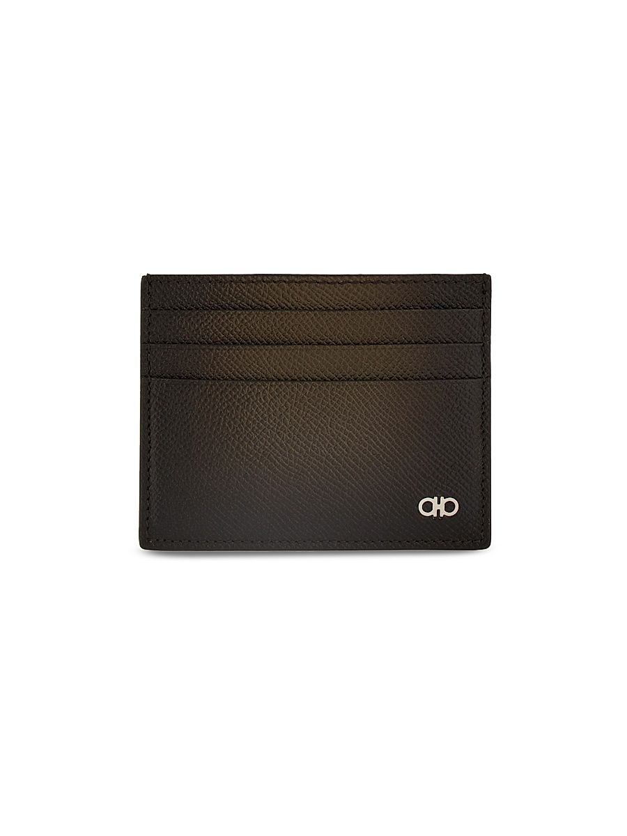 Men's Micro Gancio Leather Card Case - New Olive