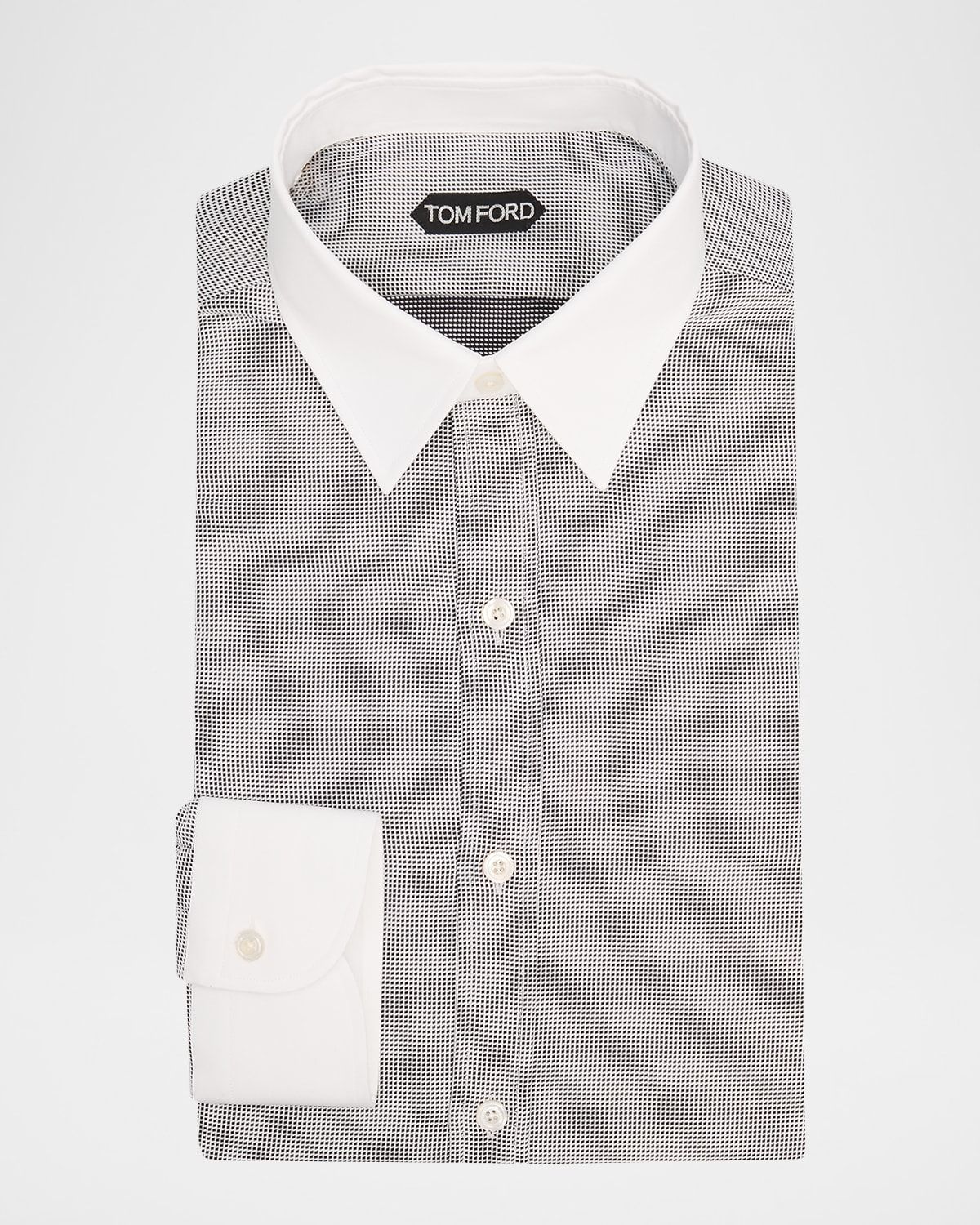 Men & apos;s Micro-Houndstooth Cotton Dress Shirt