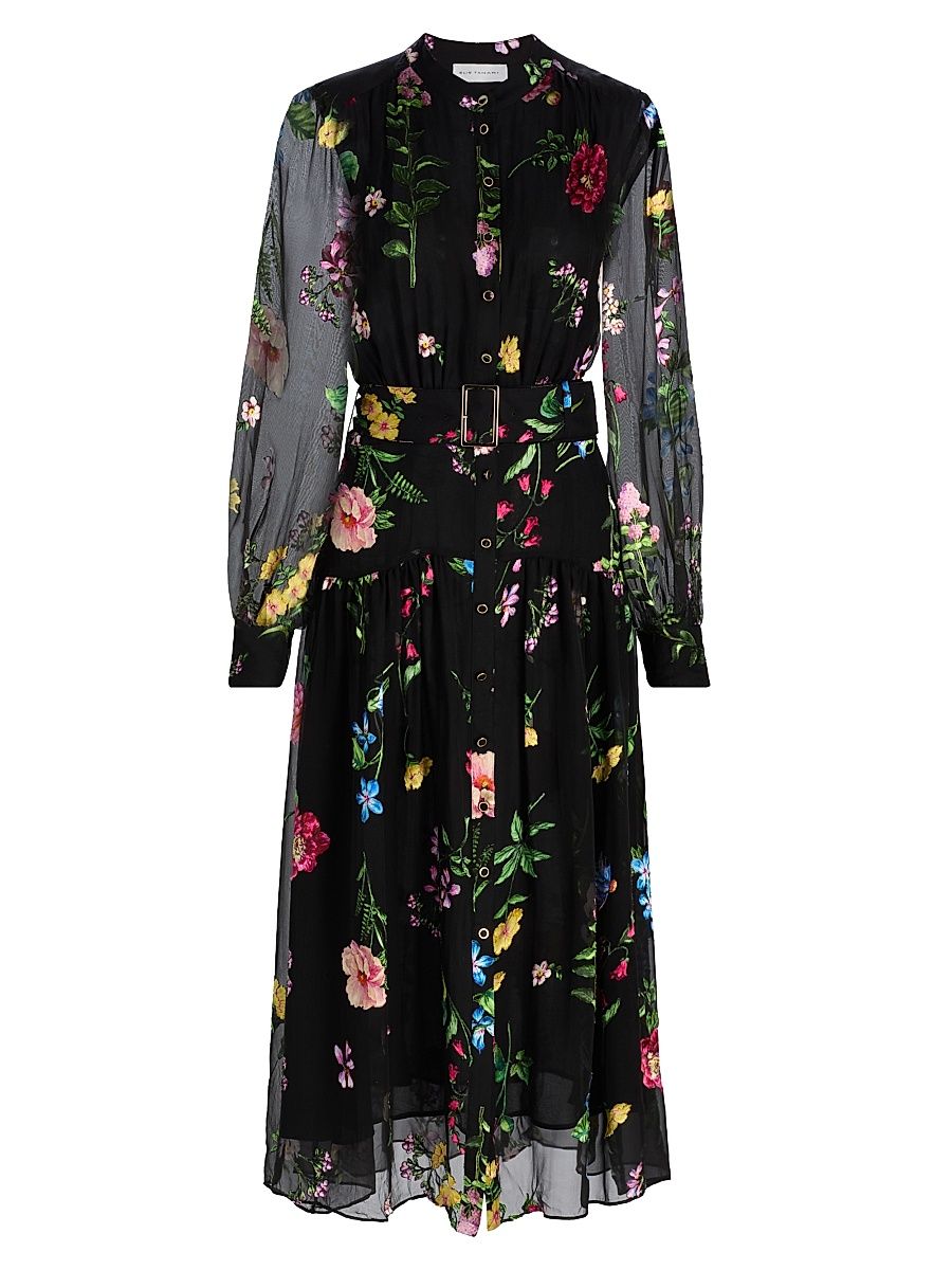 Women's The Janice Floral Midi-Shirtdress - Noir Denim Garden - Size 16