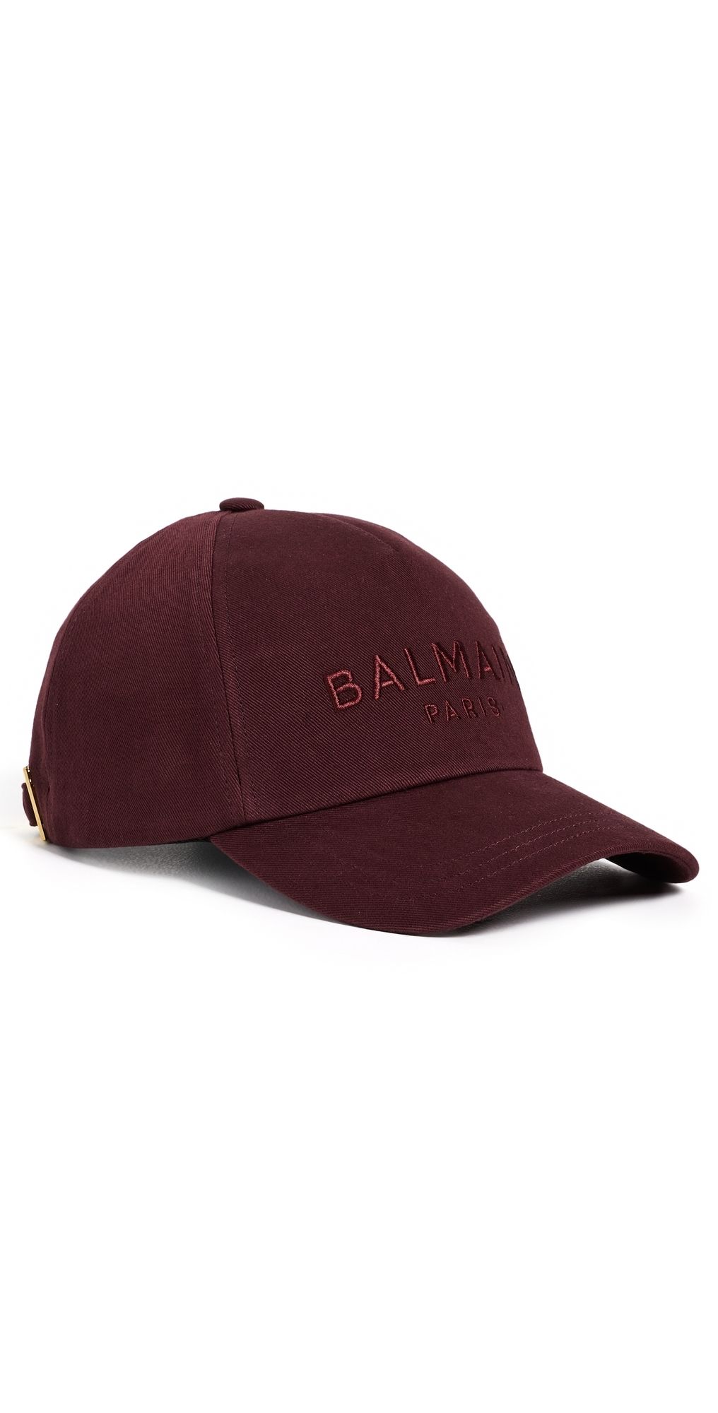 Balmain Embroidered Logo Cotton Cap Miz Lie De Vin One Size
