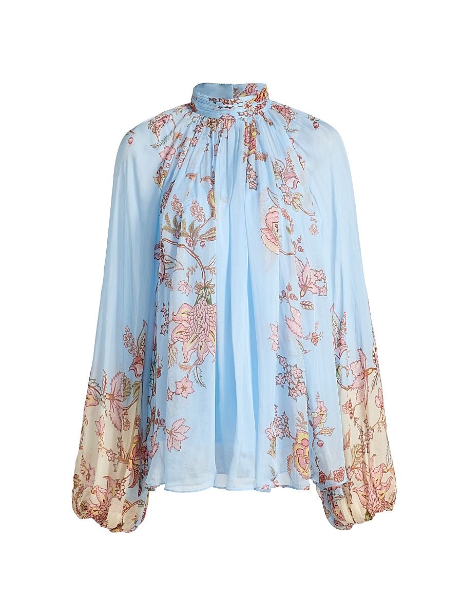 Women's Riah Floral Blouse - Powder Blue - Size Small
