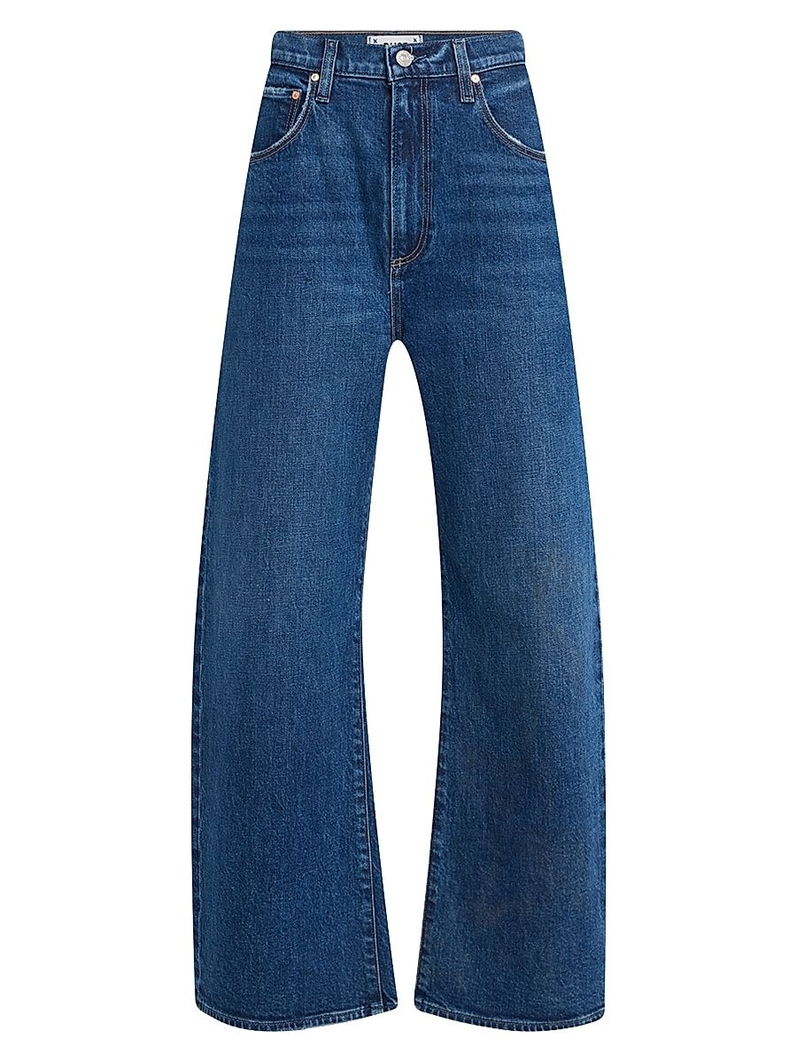 Women's Arellia High-Rise Barrel-Leg Ankle Jeans - Dark Blue - Size 32