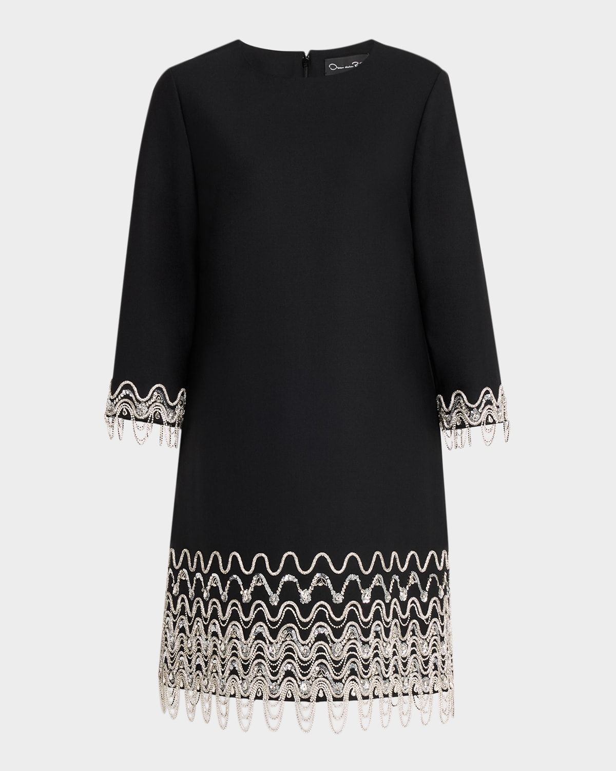 Crystal Wave Embroidered Shift Dress