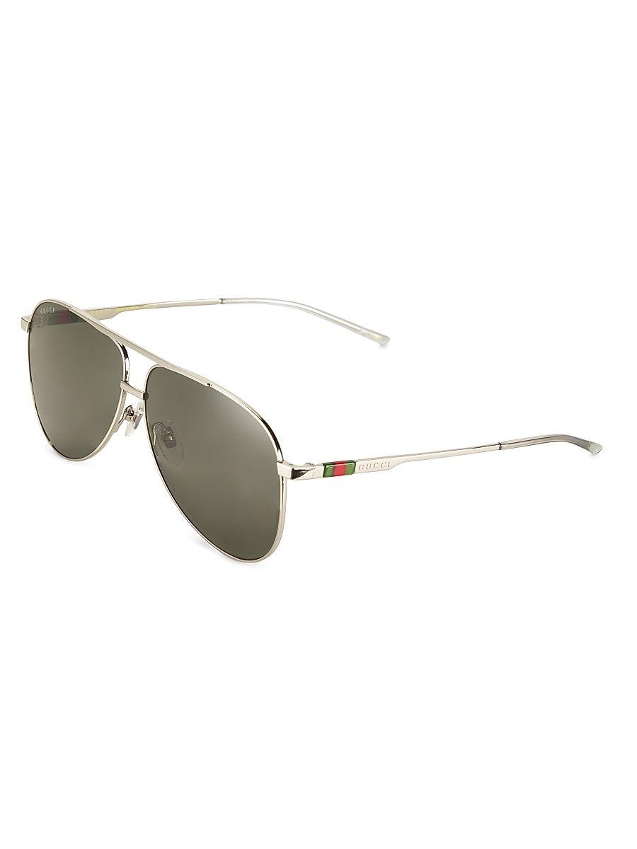 Men's GG167S 62MM Navigator Sunglasses - Silver Black