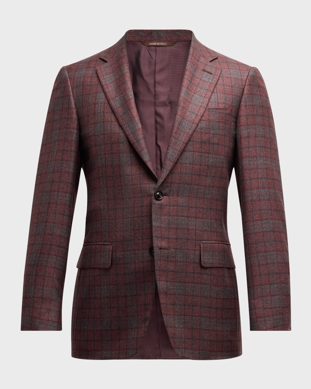 Men & apos;s Silk-Wool Plaid Sport Coat