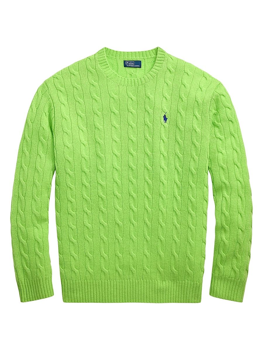 Women's Cable-Knit Wool-Cashmere Crewneck Sweater - Apple Green - Size Medium