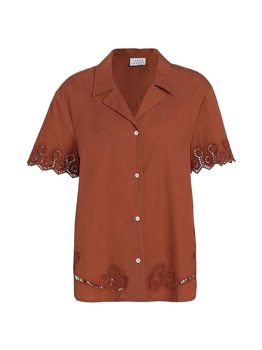 Women's Taytum Cotton Button-Front Top - Ginger - Size XS