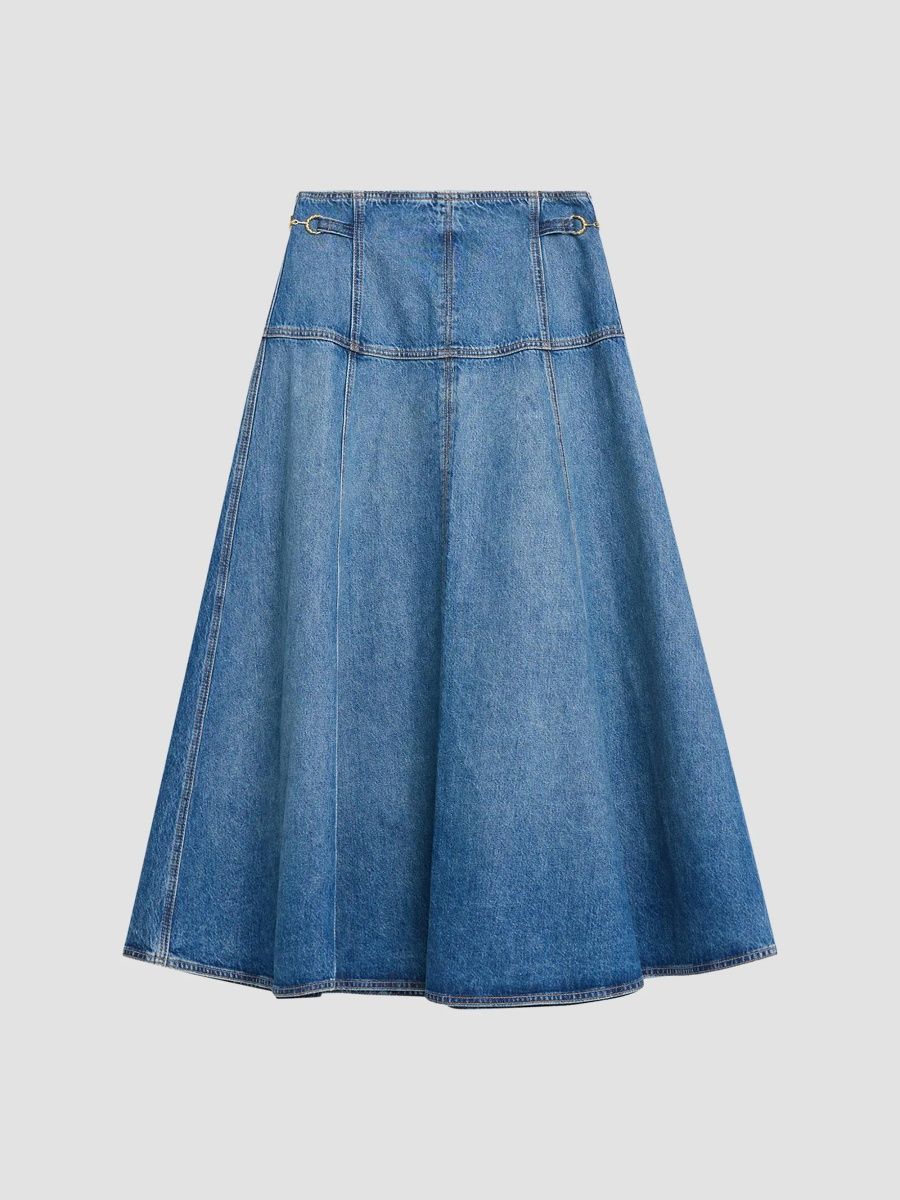Ulla Johnson Women's Brigette Denim A-Line Midi Skirt - Danube - Size 2