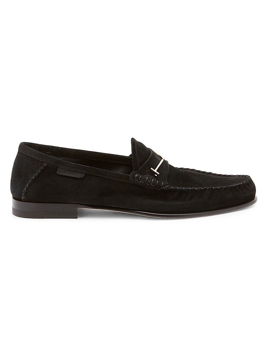 Women's Moc-Toe Suede Bit Loafers - Black - Size 11