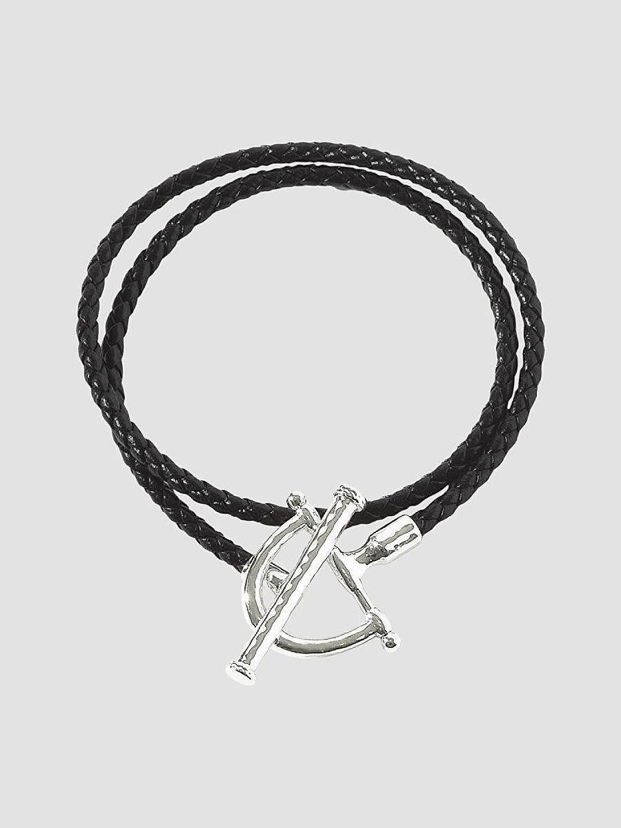 Women's Cheval Braided Leather & Sterling Silver-Plated Wrap Bracelet - Black