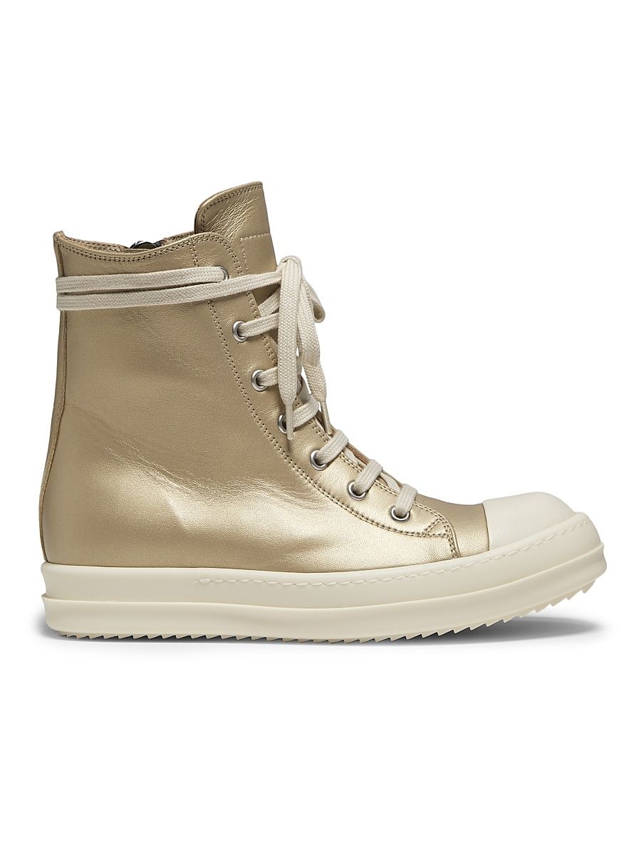 Women's Metallic Leather Sneakers - Gold Milk - Size 8.5