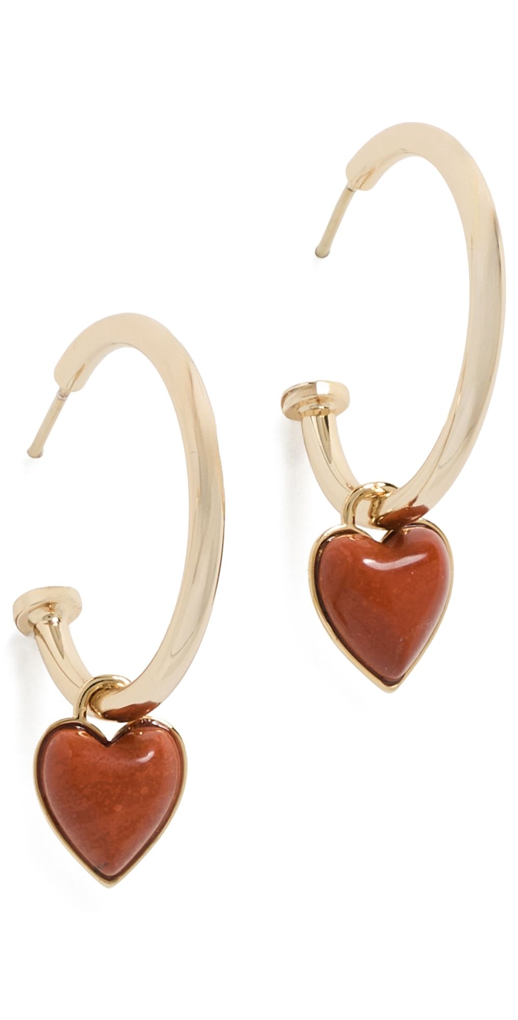 Jennifer Fisher Puffy Heart Charm Huggie Hoop Earrings Red Jasper One Size