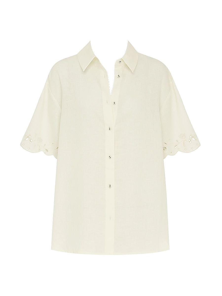 Women's Memoir Linen Cover-Up Shirt - Creme - Size Large