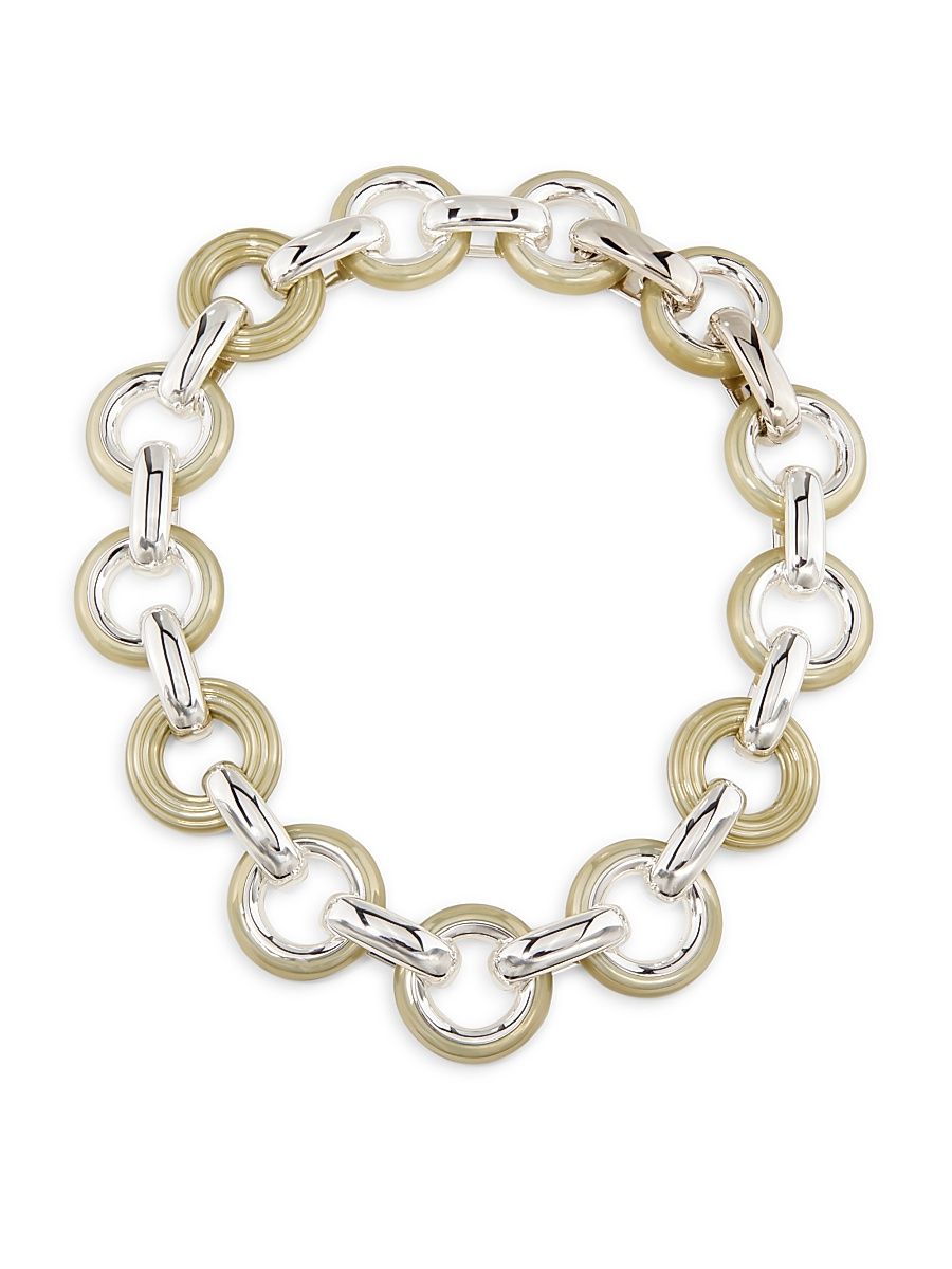 Women's Donut Silvertone & Enamel Chain Necklace - Light Silver Multi