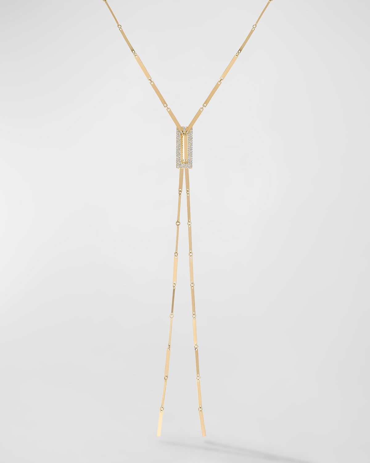 Flawless Open Tag Lariat on Laser Rectangle Chain