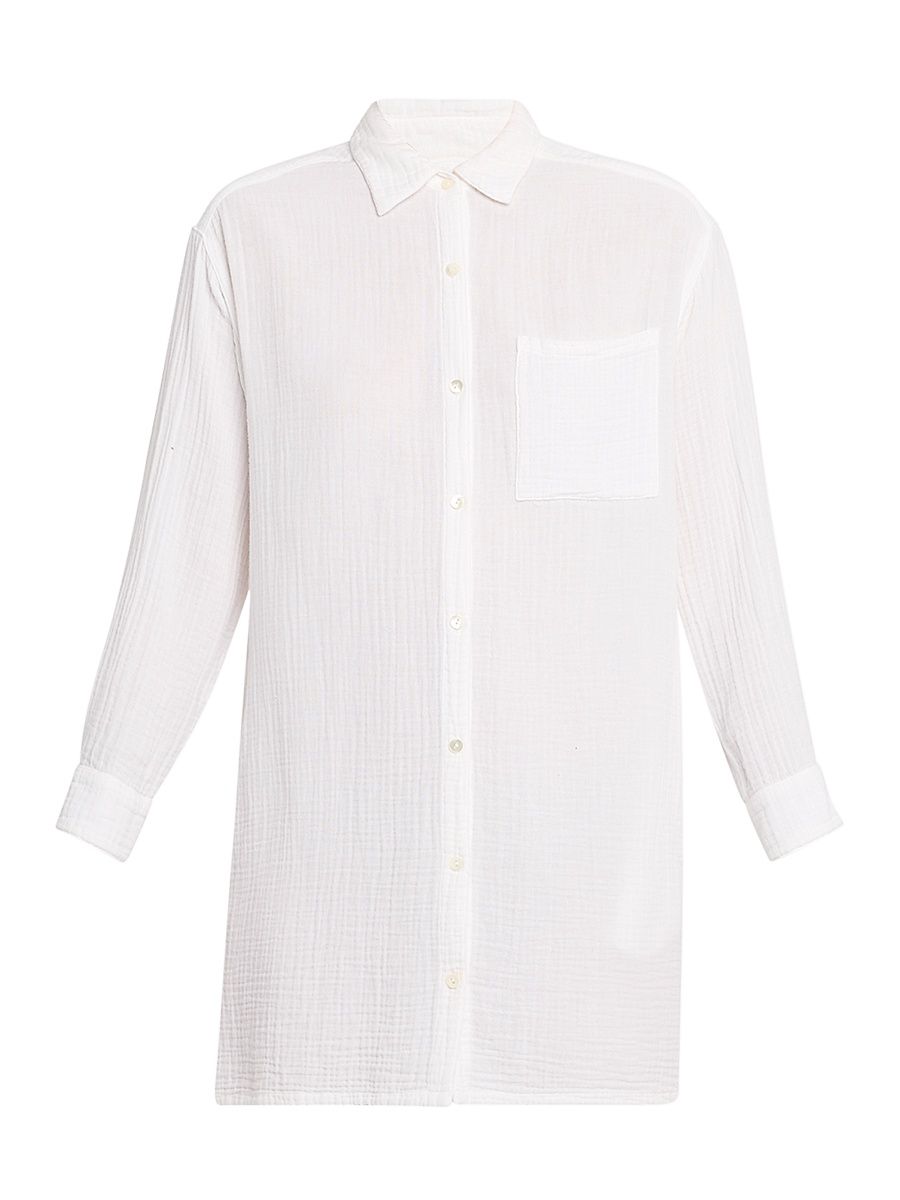 Women's Tyson Cotton Gauze Shift Mini Shirtdress - White - Size XS