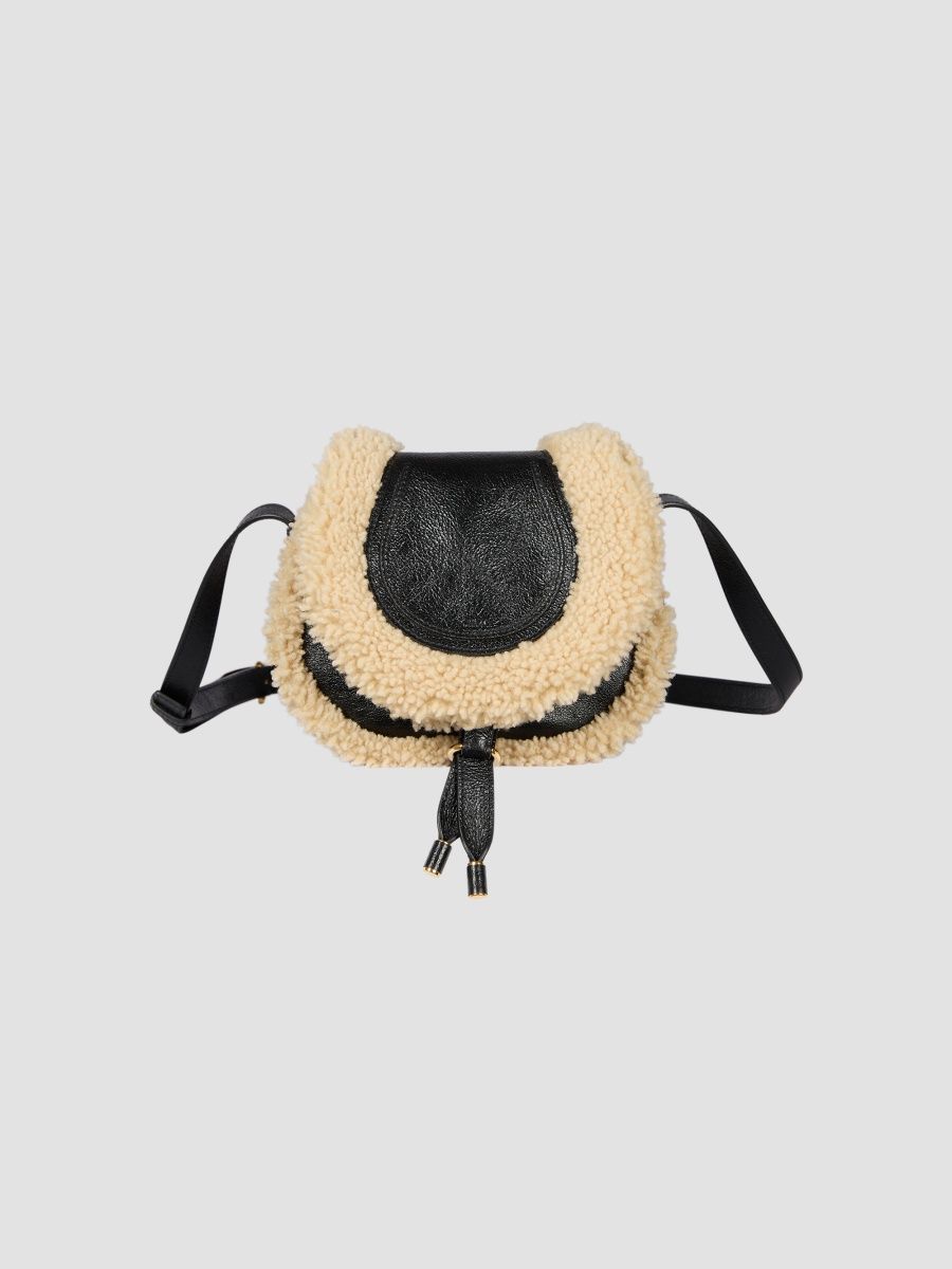 Women's Marcie Small Shearling Crossbody Bag - Black
