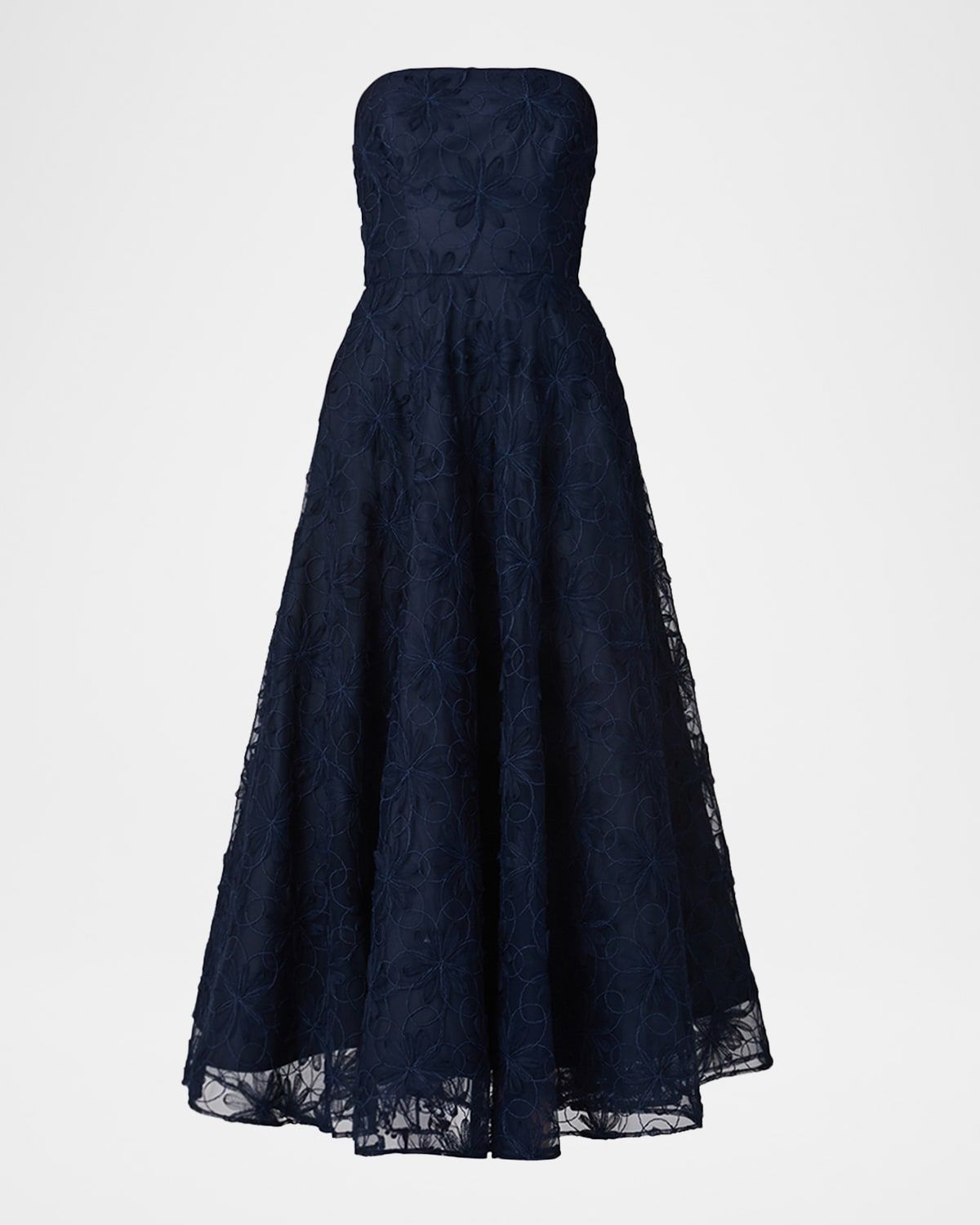 McCall Strapless Floral-Embroidered Midi Dress